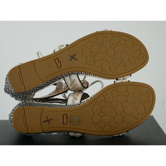NWT Coach Via Demi Gladiator Wedge Snakeskin Sandals in White 5 - Picture 8 of 8